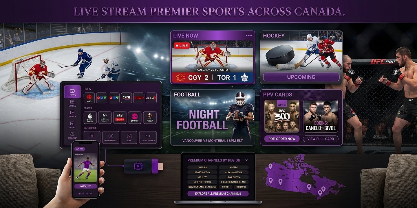Live sports on IPTV Smarters Pro in Canada โ hockey, football, UFC and PPV on a Smart TV and phone